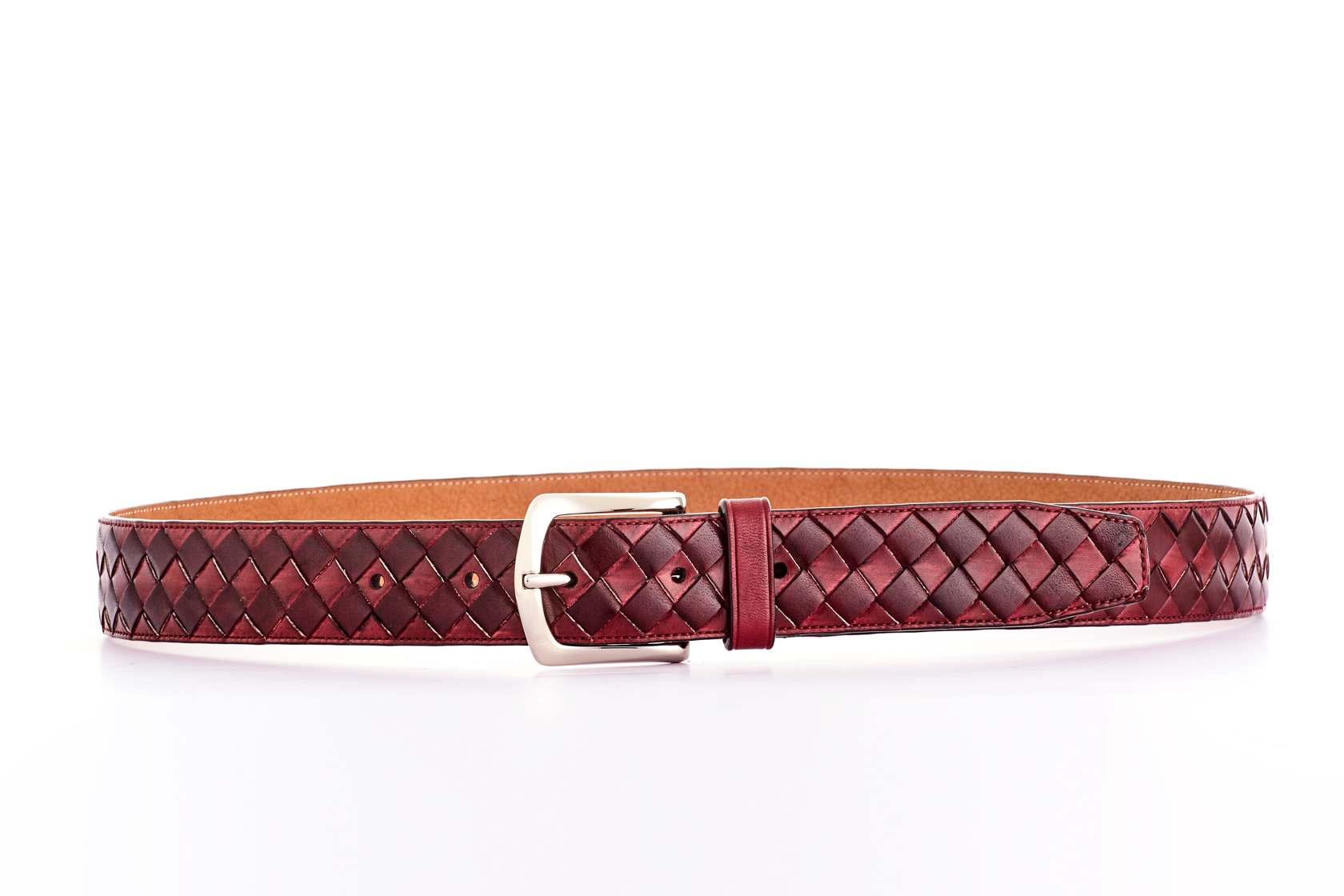 Latina Classic Weave Belt - Lt & Dk Bordeaux - H&S Craftsmanship